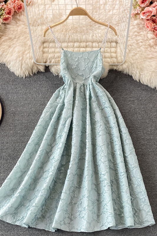 Palace Style Jacquard Strap Dress Summer New French Style Retro Elegant Loose Slimming Puffy A- line Skirt - Image 7