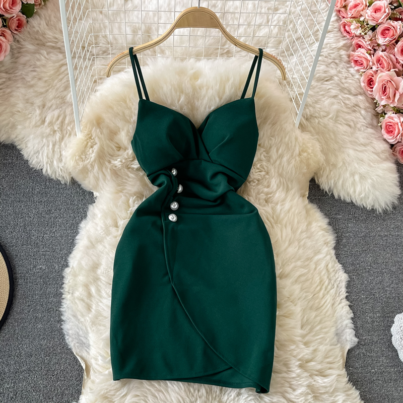 Nightclub Women's Low-Cut Deep V Strap Skirt Waist-Tight Hip-Wrapped Skirt Evening Disco Dancing Small Sexy Dress - Image 3