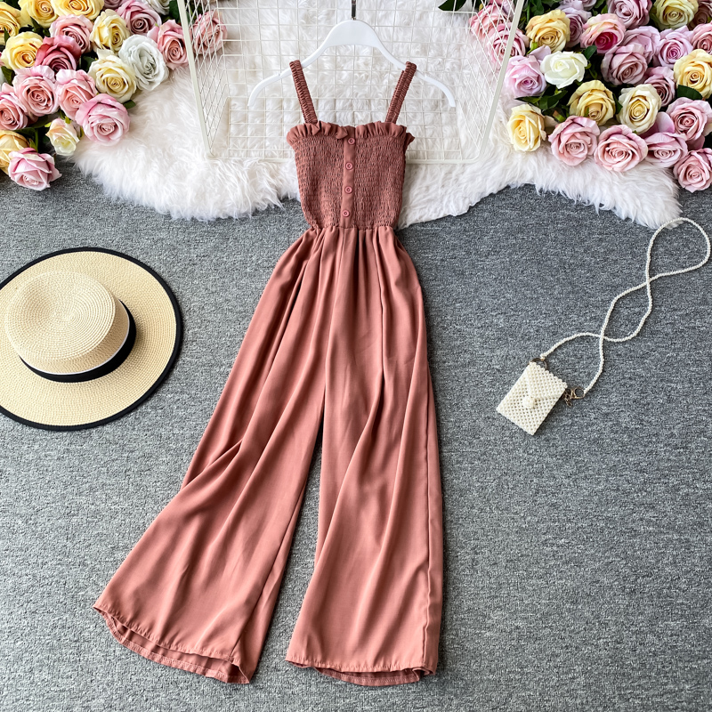 Korean Style Summer New Sweet Ruffled off-the-Shoulder Tube Top Jumpsuit Slim Fit Sleeveless Sling Wide Leg Jumpsuit - Image 5