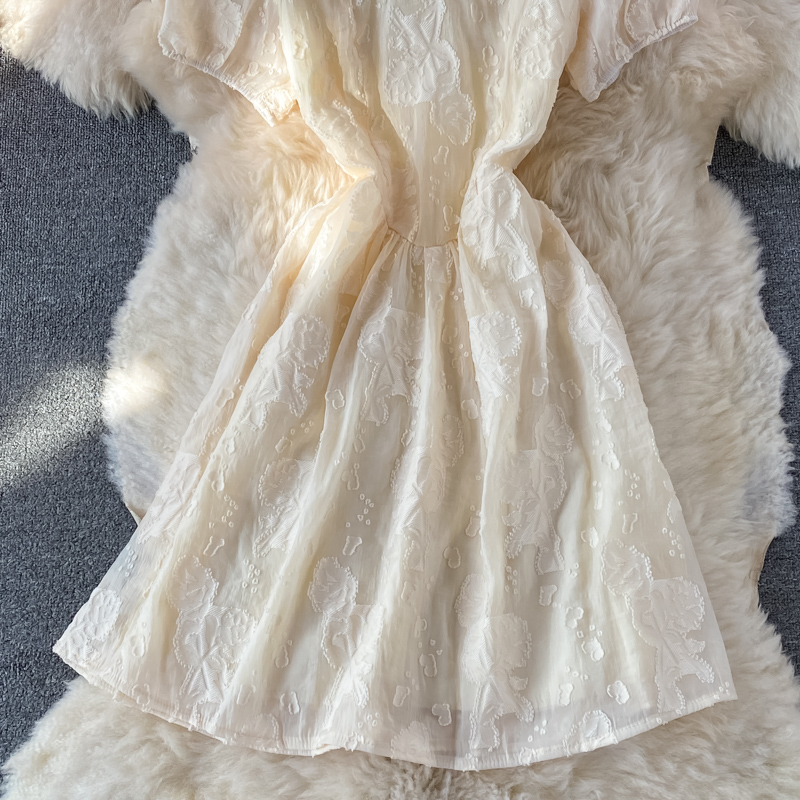 Evening Dress Summer Korean New Elegant Graceful Slim Fit Slimming Beaded V-neck Jacquard Dress Short Sleeve - Image 5