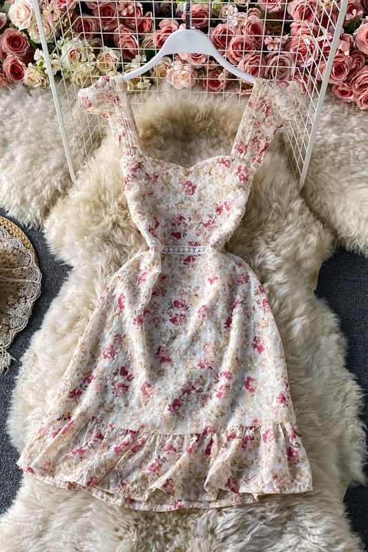 French Style Retro Spaghetti Straps Lace Embroidery Floral Dress Spring New Women's Graceful and Fashionable Backless Skirt - Image 7