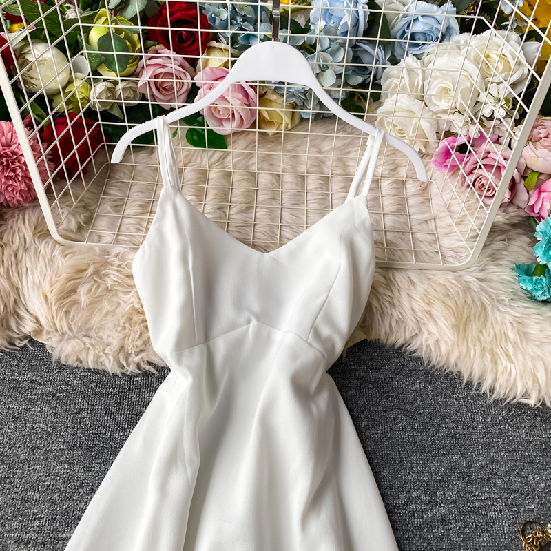 New French Style First Love Skirt Retro Mori Style Super Fairy V-neck Long Dress Sneaky Design Backless Strap Dress - Image 4