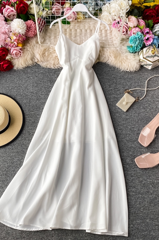 New French Style First Love Skirt Retro Mori Style Super Fairy V-neck Long Dress Sneaky Design Backless Strap Dress - Image 7