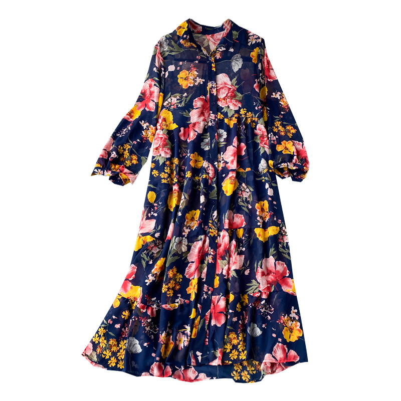 Bohemia resort island beach dress loose big wind French printing chiffon dress code is prevented bask in clothes - Image 6