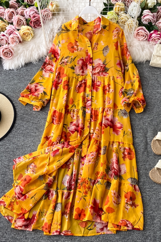 Bohemia resort island beach dress loose big wind French printing chiffon dress code is prevented bask in clothes - Image 7