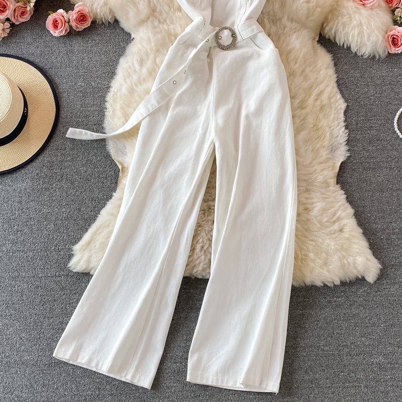 Off-the-Shoulder Tube Top Denim Jumpsuit Women's Summer High Waist Slimming Draping Temperament Jumpsuit - Image 4