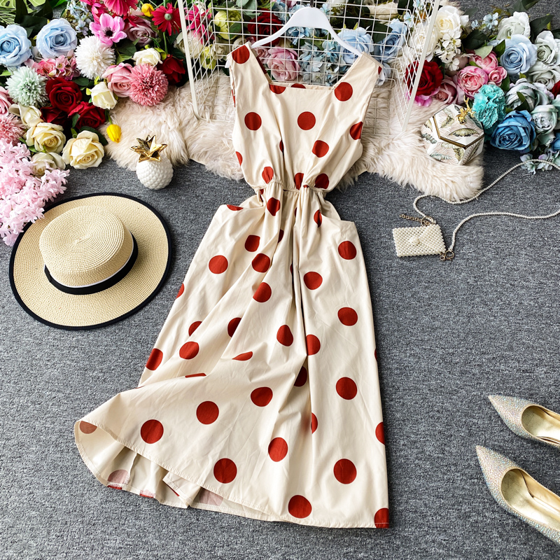 New Polka Dot Dress Summer Waist Partysu Temperamental High Waist Korean Style Trendy Skirt Women's Casual