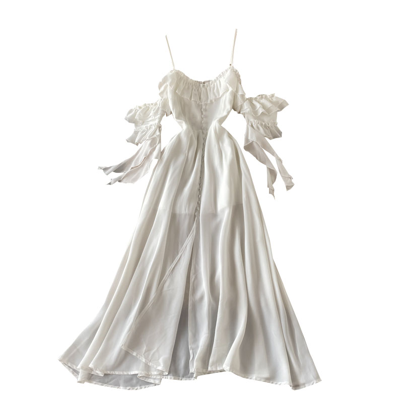 Condole belt dress strapless backless cultivate one's morality show thin big dress with short sleeves - Image 6