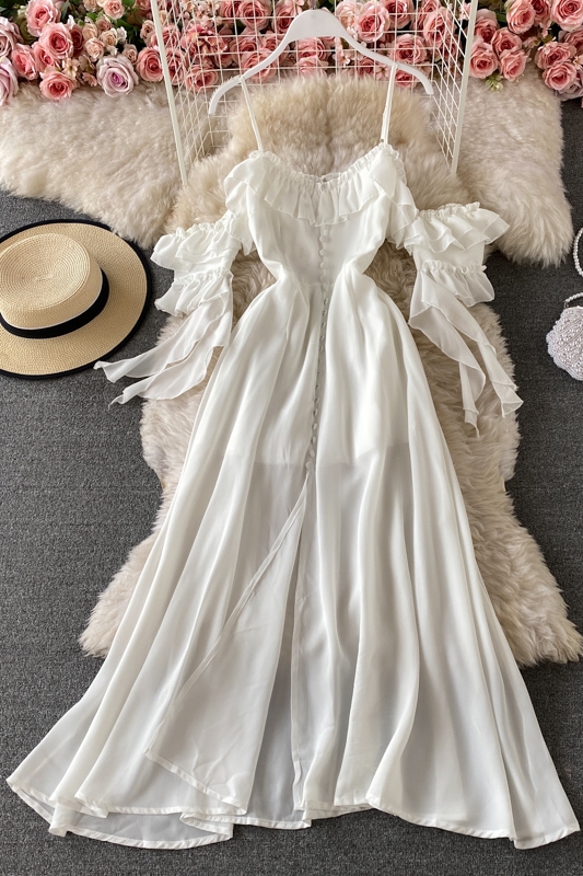 Condole belt dress strapless backless cultivate one's morality show thin big dress with short sleeves - Image 7